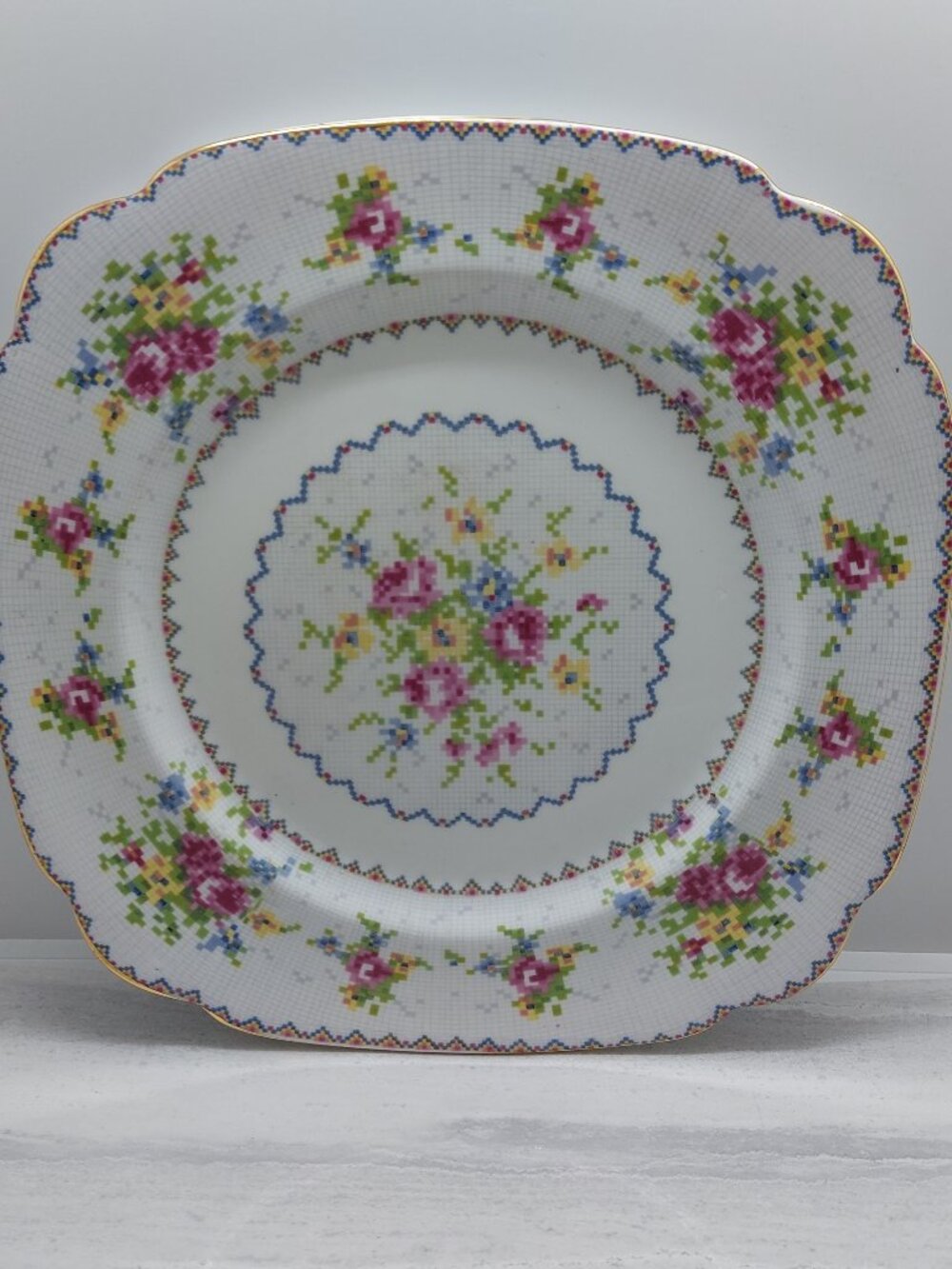 2 Vintage Royal Albert Petit Point Bone China 9 1/2" Dinner Plate